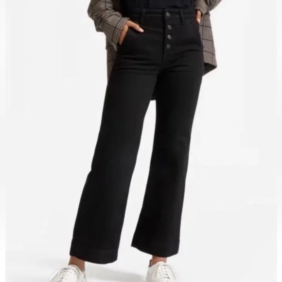 Everlane Black Button Fly The Wide Leg Jeans 25 - Picture 1 of 6
